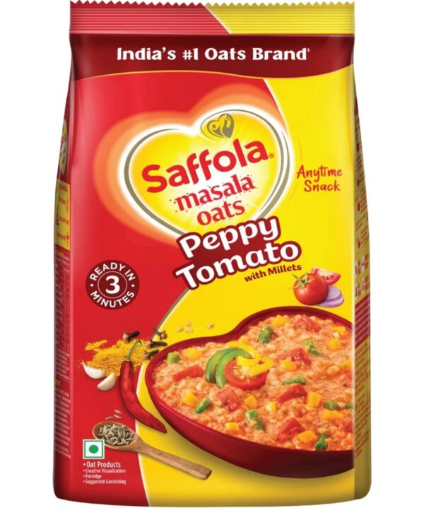 Saffola Masala Oats | Classic Masala | Tasty, Anytime Snack | Ready in 3 mins | Millets Goodness- with Bajra & Jowar | No maida , No added preservatives |
